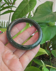 Baikalla™ "Classic Bangle" Genuine Burmese Dark Green Jadeite Jade Bangle Bracelet (57.5 mm) 