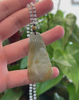 Baikalla Natural Yellow Burmese Jadeite Jade Happy Buddha Carving Pendant