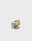 Baikalla Antique Natural Opal and Turquoise Sterling Silver Gold Plated Two Tone Ring