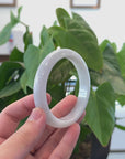 Baikalla "Half Round" Light white-Green Jadeite Jade Bangle Bracelet (62.88 mm) 