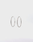 Baikalla 18k White Solid Gold Dangle Diamond Cut Hoop Earrings