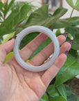 Baikalla "Classic Bangle" White Natural Burmese Jadeite Jade Bangle (56.30 mm) T193