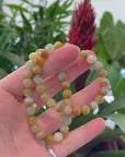 Genuine Jadeite Jade Round Yellow Color Beads Bracelet (8 mm)