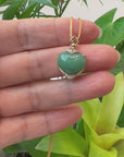 Baikalla 14K Yellow Gold Genuine Burmese Green Jadeite Jade Heart Pendant with VS1 Diamonds High Jewelry