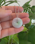 Baikalla "Good Luck Button" Necklace Green and Lavender Jadeite Jade Lucky Ping An Kou Necklace