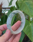 Baikalla "Half Round" Spotted Blue Green Jadeite Jade Bangle Bracelet Wide Width (60.61 mm) 