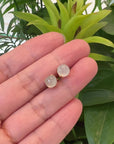 18K Rose Gold Ice Jadeite Jade Stud Earrings