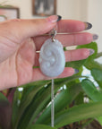 Sterling Silver Genuine Lavender Jadeite Jade Ru Yi Pendant Necklace