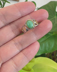 Baikalla Antique Natural Jadeite Jade Sterling Silver Gold Plated Two Tone Ring