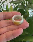 Genuine Burmese Yellow Jadeite Jade Men's Band Ring