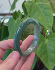 Baikalla "Half Round" Deep Green Jadeite Jade Bangle Bracelet (59.78 mm) 