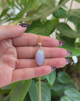 14K Gold Natural Lavender Burmese Jadeite Cabochon Necklace