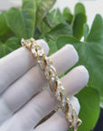 18k Yellow Gold Channel set baguette & round 12.28CTTW Diamond Bangle Bracelet