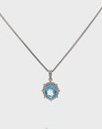 Sterling Silver Natural Topaz Large Pendant Necklace With CZ