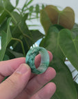 Natural Burmese Green Jadeite Jade Bend Men's Ring