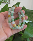 Baikalla Natural Jadeite Jade Round Multiple Colors Beads Bracelet ( 9.5 mm)