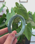 Baikalla "Half Round" Green Jadeite Jade Bangle Bracelet (63.48 mm) 