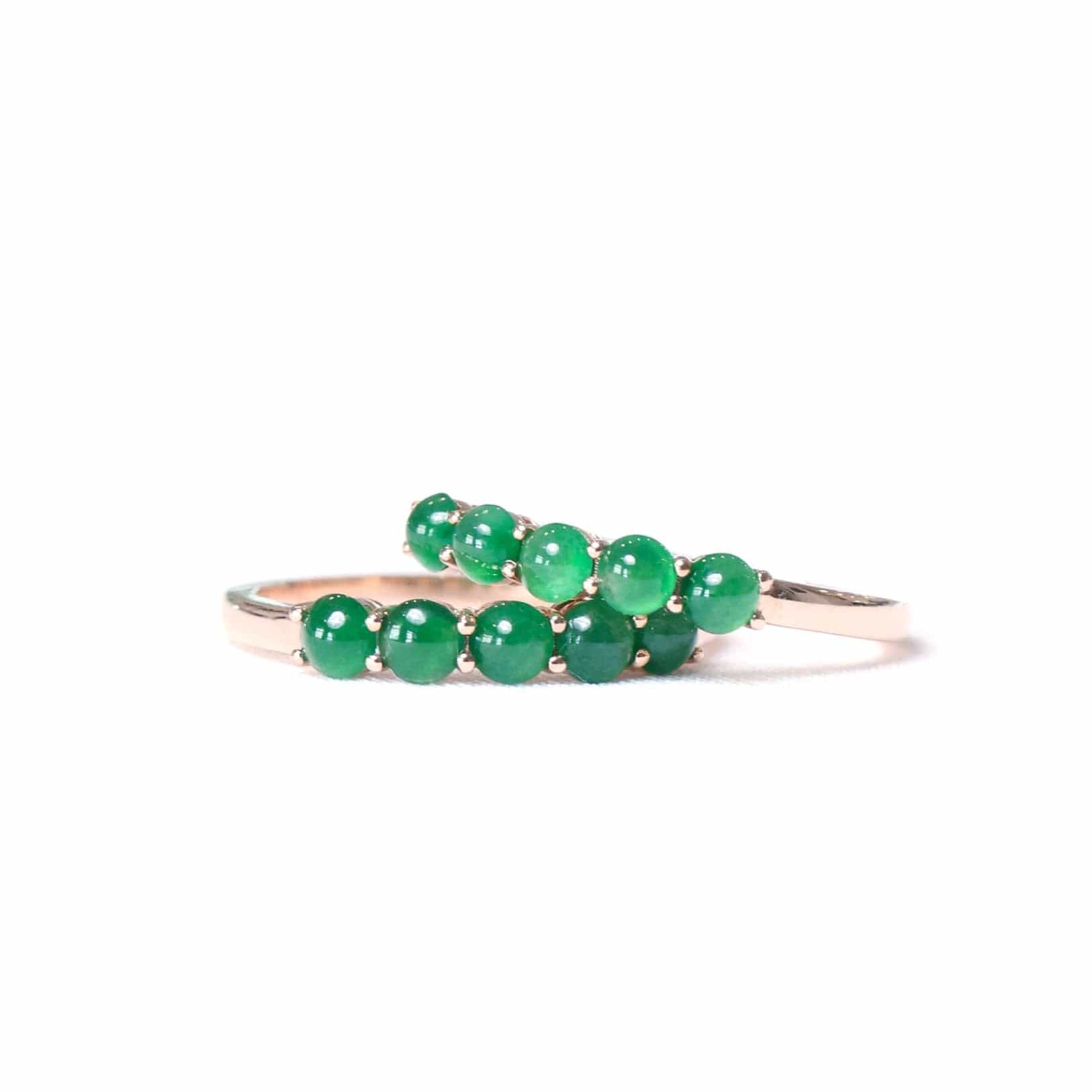 Baikalla Jewelry Jadeite Engagement Ring Baikalla &quot;5 Stone Anniversary&quot; 14k Rose Gold Natural Imperial Jadeite Jade Band