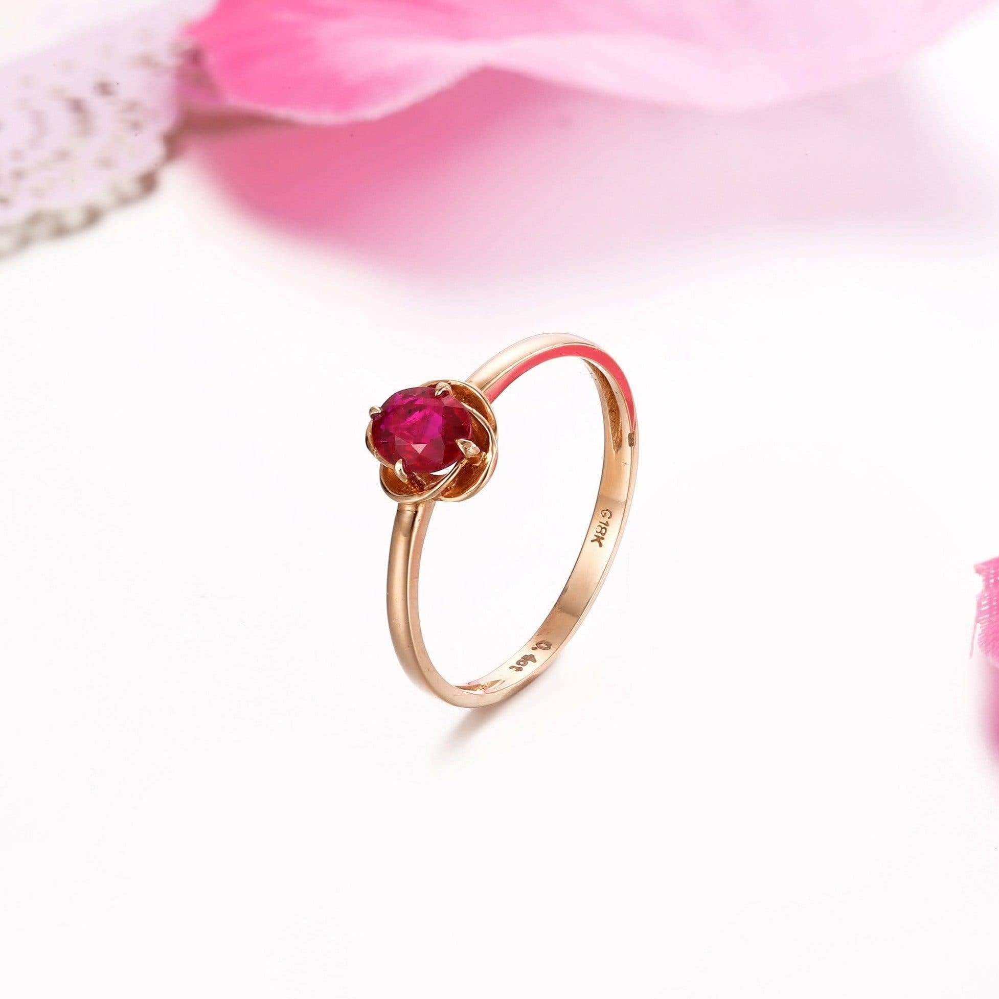 Baikalla Jewelry Gold Ruby Ring Baikalla™ 18k Rose Gold &amp; Natural A 2/5 Ruby Ring with Diamonds