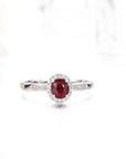 Baikalla Jewelry Gold Ruby Ring 18k White Gold & Natural A 3/4 Ruby Ring with Diamonds