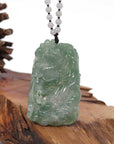 Baikalla Jewelry Jade Carving Necklace Baikalla™ "Soaring dragon" Natural Jadeite Jade Blue Green Pendant Necklace For Men, Collectibles