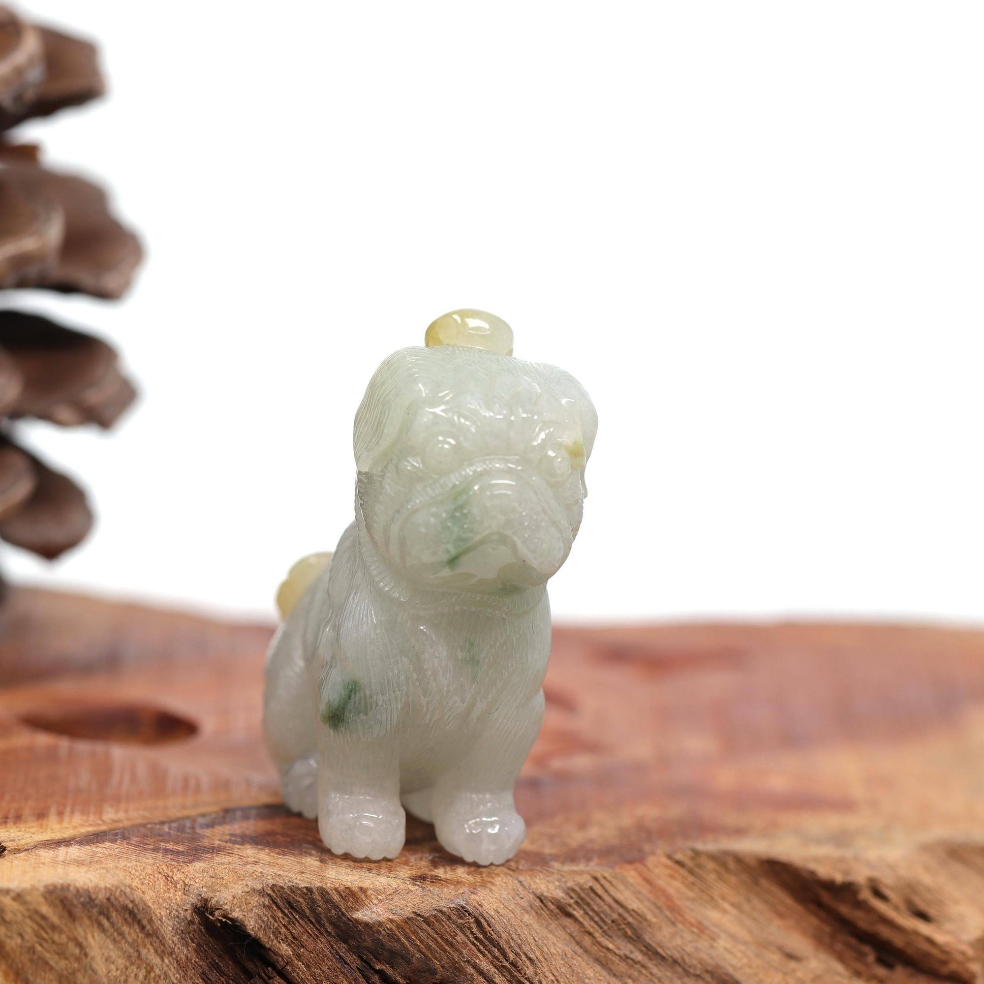 Baikalla Jewelry Jade Carving Necklace Baikalla™ Natural Jadeite Jade Shar Pei Dog Carving, Collectibles