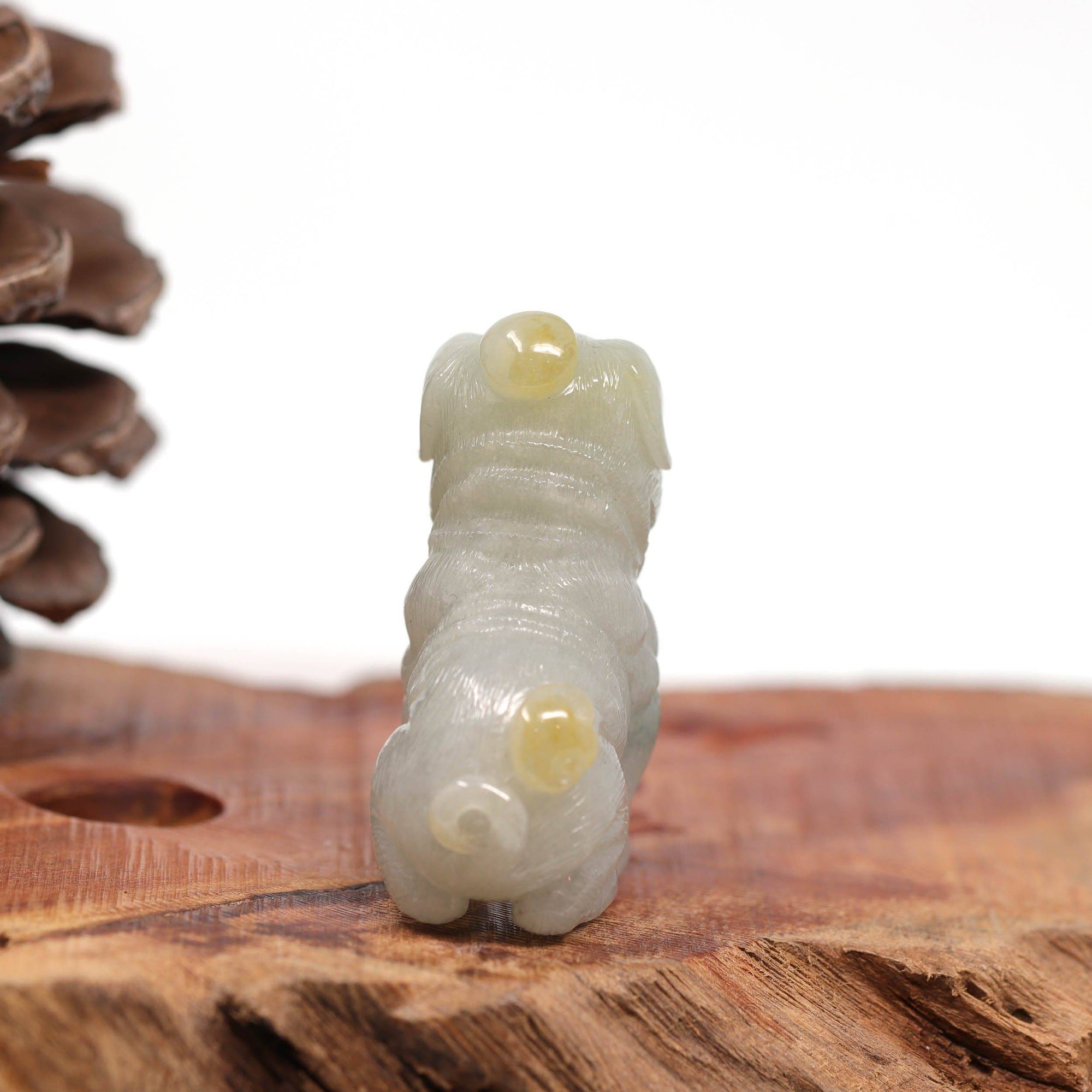 Baikalla Jewelry Jade Carving Necklace Baikalla™ Natural Jadeite Jade Shar Pei Dog Carving, Collectibles