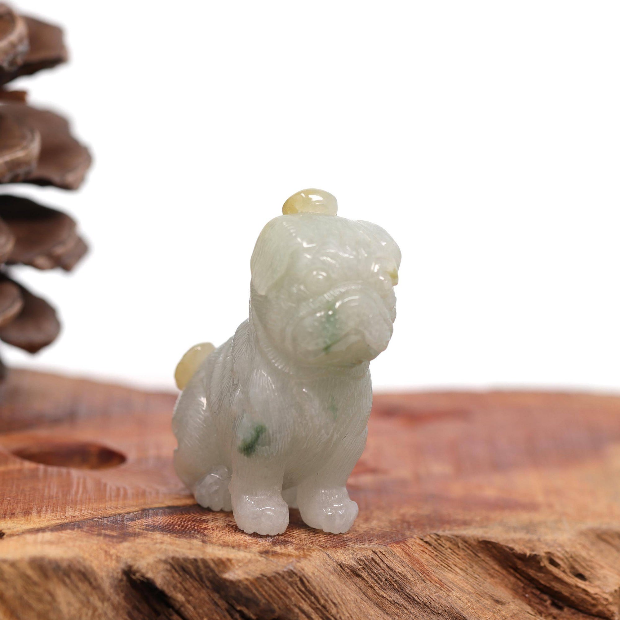 Baikalla Jewelry Jade Carving Necklace Baikalla™ Natural Jadeite Jade Shar Pei Dog Carving, Collectibles