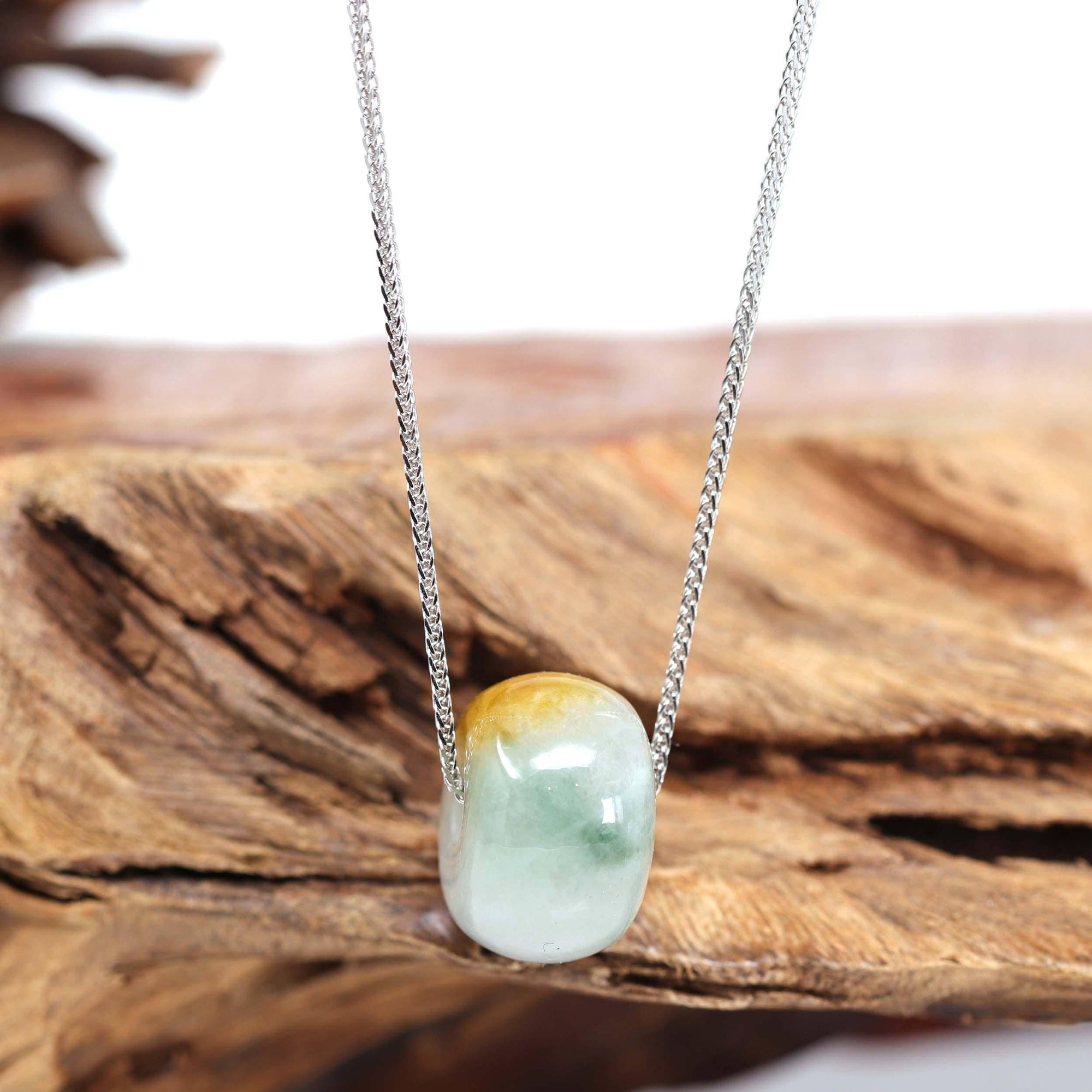 Baikalla Jewelry Jade Pendant Necklace Baikalla™ "Good Luck Button" Necklace Real Ice Blue Green Jade Lucky KouKou Pendant Necklace