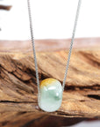 Baikalla Jewelry Jade Pendant Necklace Baikalla™ "Good Luck Button" Necklace Real Ice Blue Green Jade Lucky KouKou Pendant Necklace