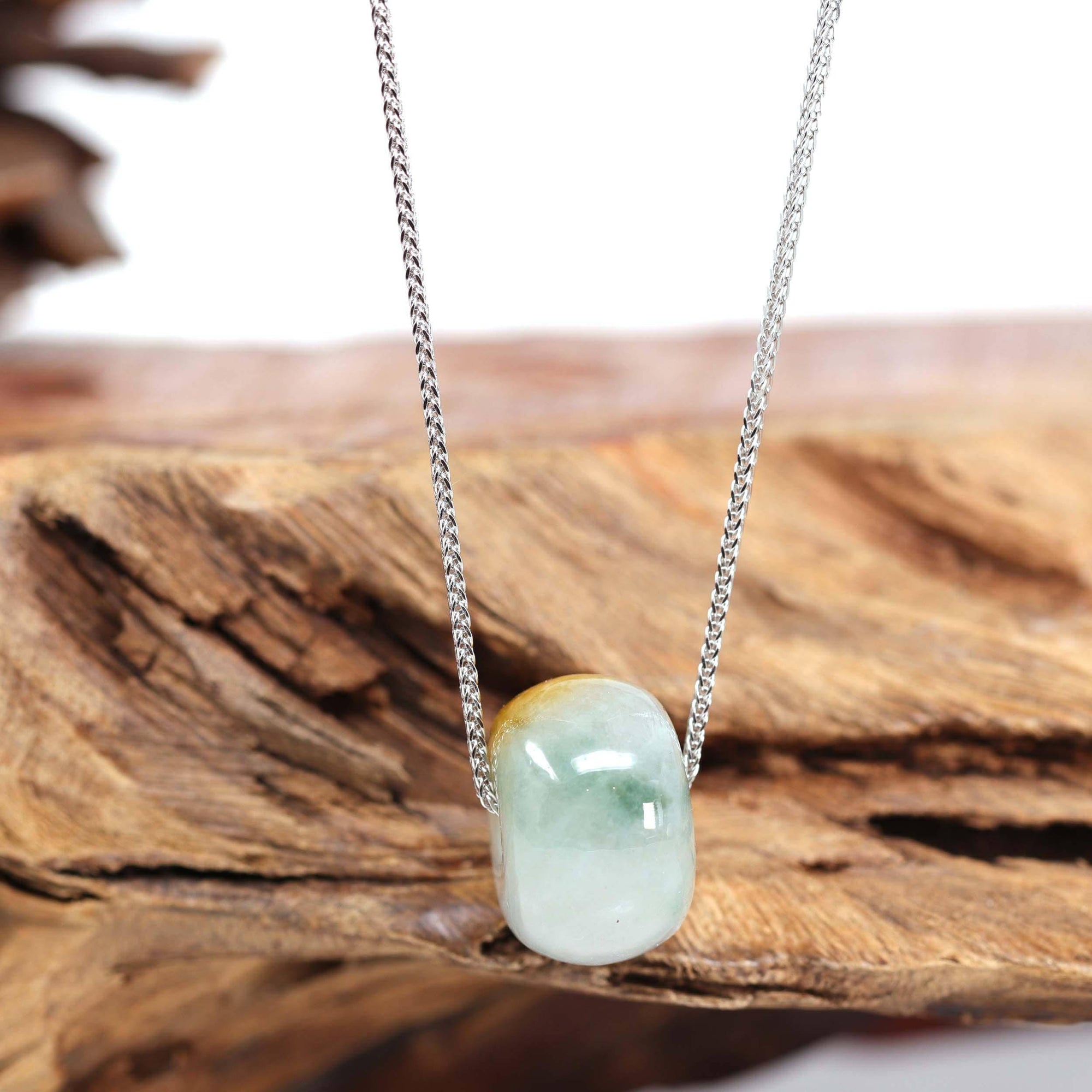 Baikalla Jewelry Jade Pendant Necklace Baikalla™ "Good Luck Button" Necklace Real Ice Blue Green Jade Lucky KouKou Pendant Necklace