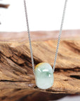 Baikalla Jewelry Jade Pendant Necklace Baikalla™ "Good Luck Button" Necklace Real Ice Blue Green Jade Lucky KouKou Pendant Necklace