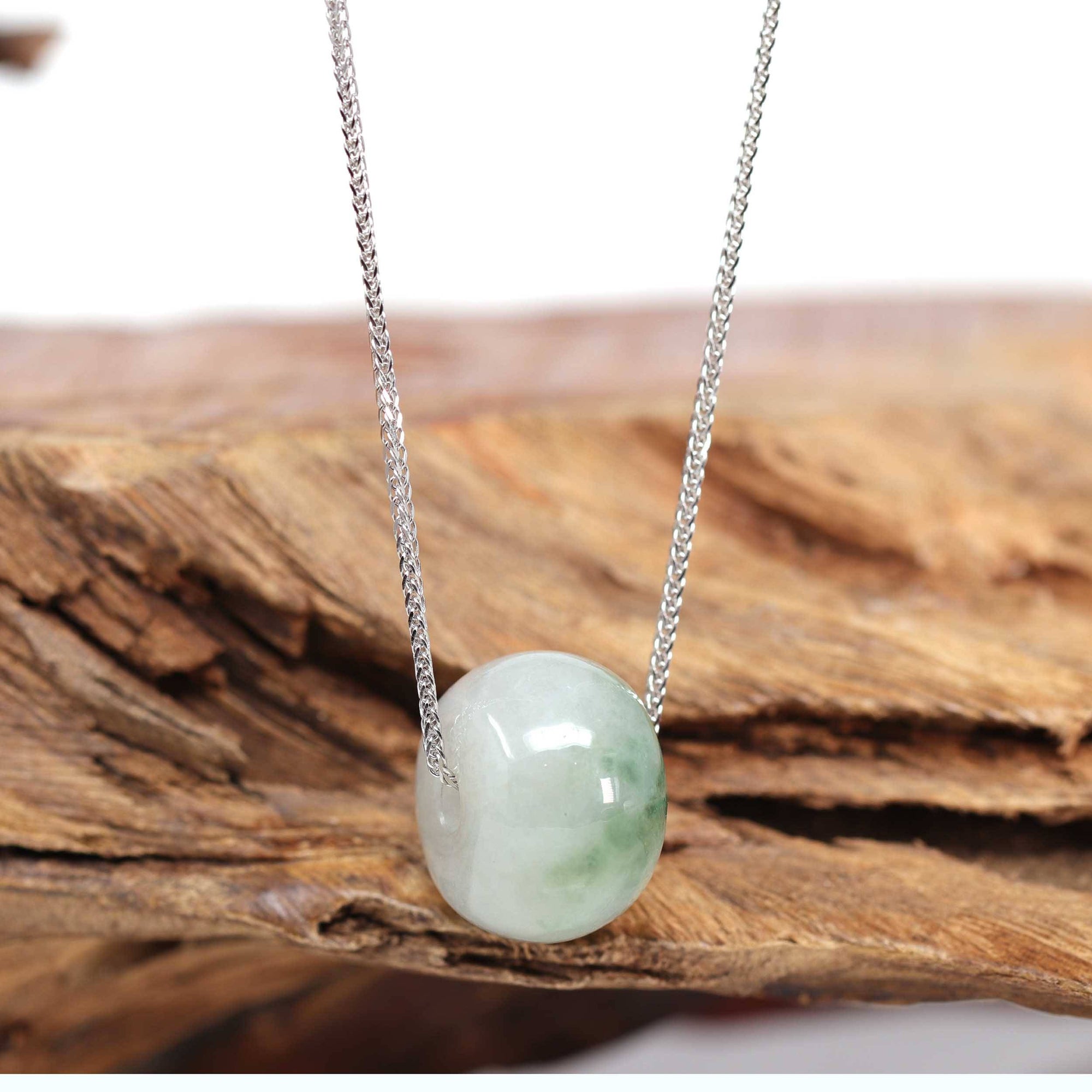 Baikalla Jewelry Jade Pendant Necklace Baikalla™ "Good Luck Button" Necklace Real Ice Blue Green Jade Lucky KouKou Pendant Necklace