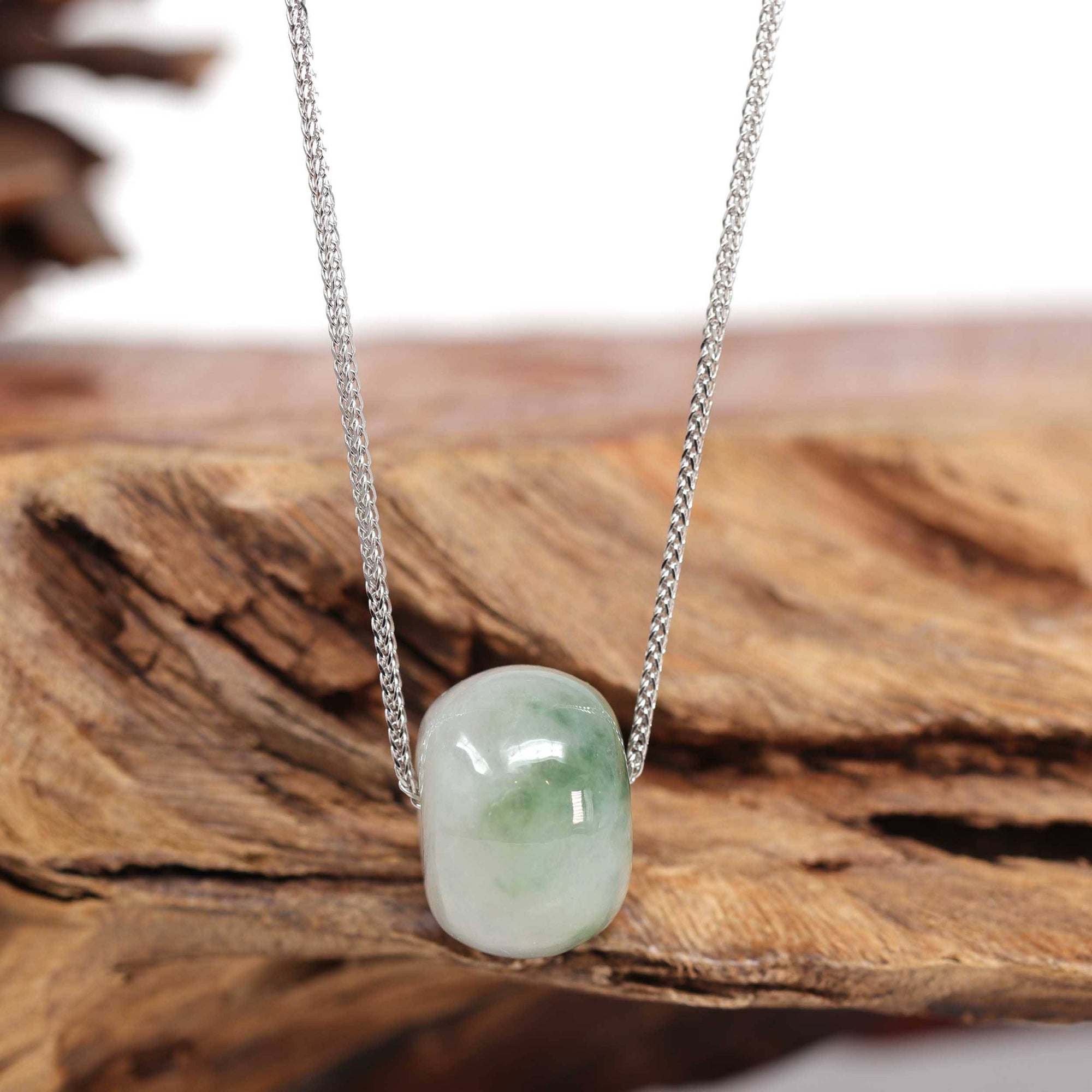 Baikalla Jewelry Jade Pendant Necklace Baikalla™ "Good Luck Button" Necklace Real Ice Blue Green Jade Lucky KouKou Pendant Necklace