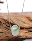 Baikalla Jewelry Jade Pendant Necklace Baikalla™ "Good Luck Button" Necklace Real Ice Blue Green Jade Lucky KouKou Pendant Necklace