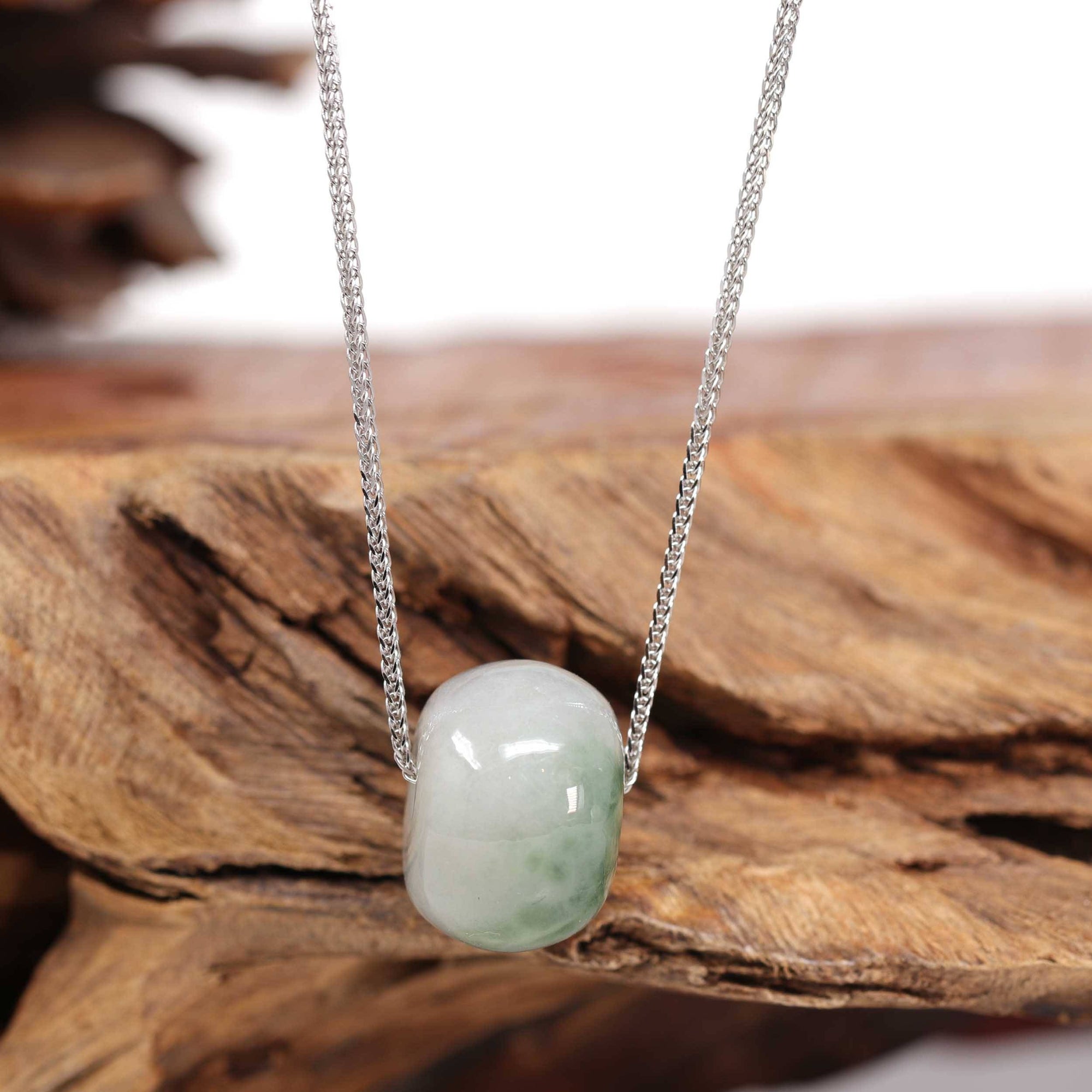 Baikalla Jewelry Jade Pendant Necklace Baikalla™ &quot;Good Luck Button&quot; Necklace Real Ice Blue Green Jade Lucky KouKou Pendant Necklace