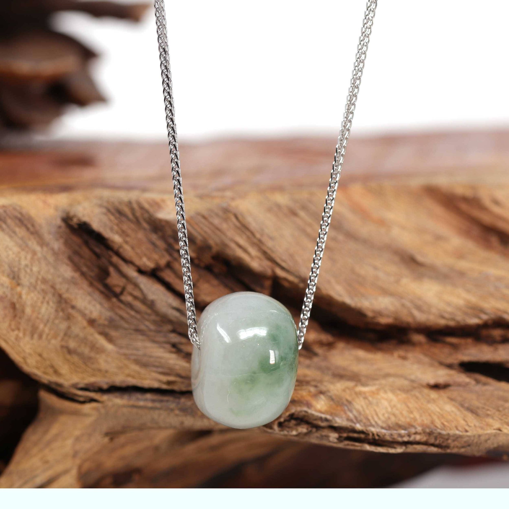 Baikalla Jewelry Jade Pendant Necklace Baikalla™ "Good Luck Button" Necklace Real Ice Blue Green Jade Lucky KouKou Pendant Necklace