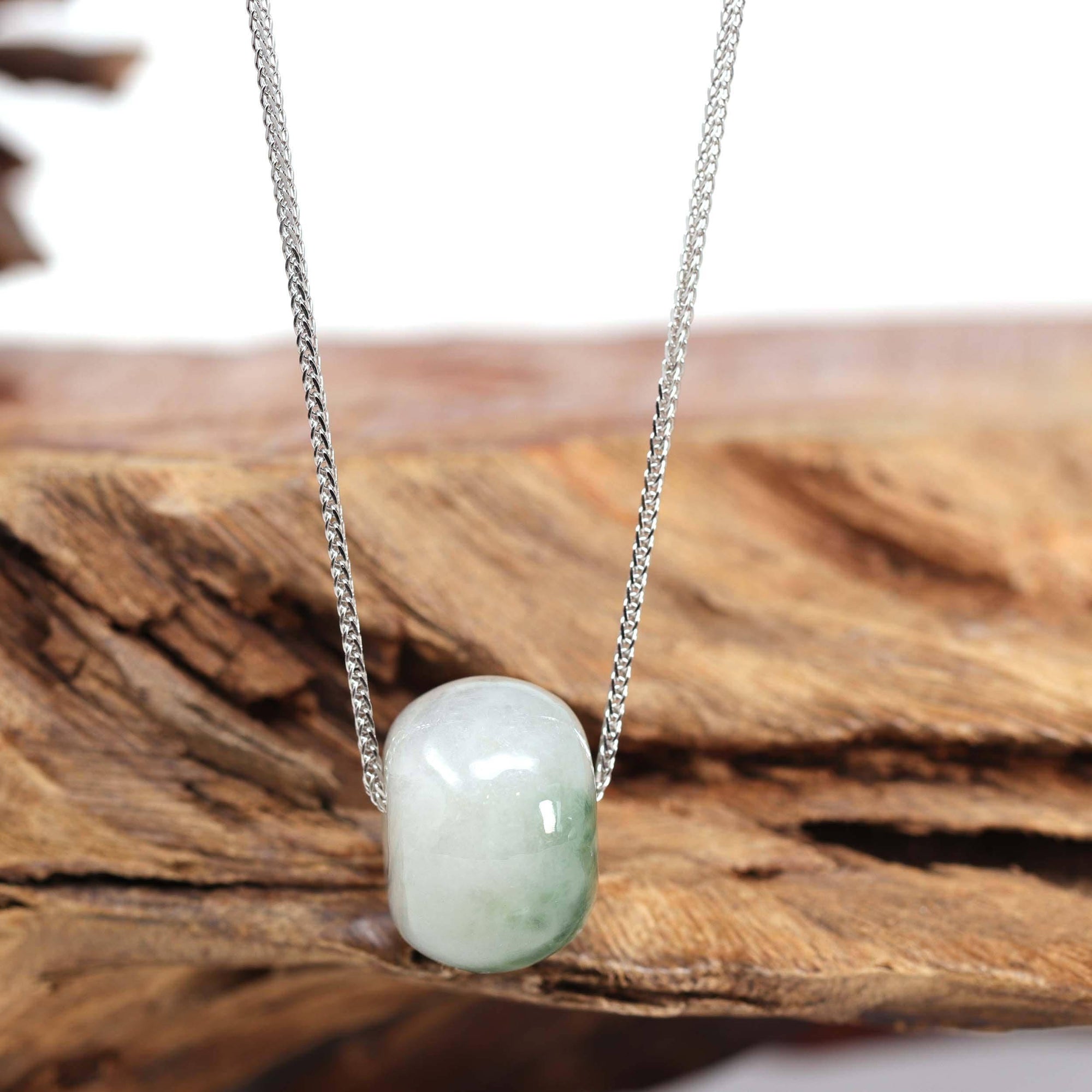 Baikalla Jewelry Jade Pendant Necklace Baikalla™ &quot;Good Luck Button&quot; Necklace Real Ice Blue Green Jade Lucky KouKou Pendant Necklace