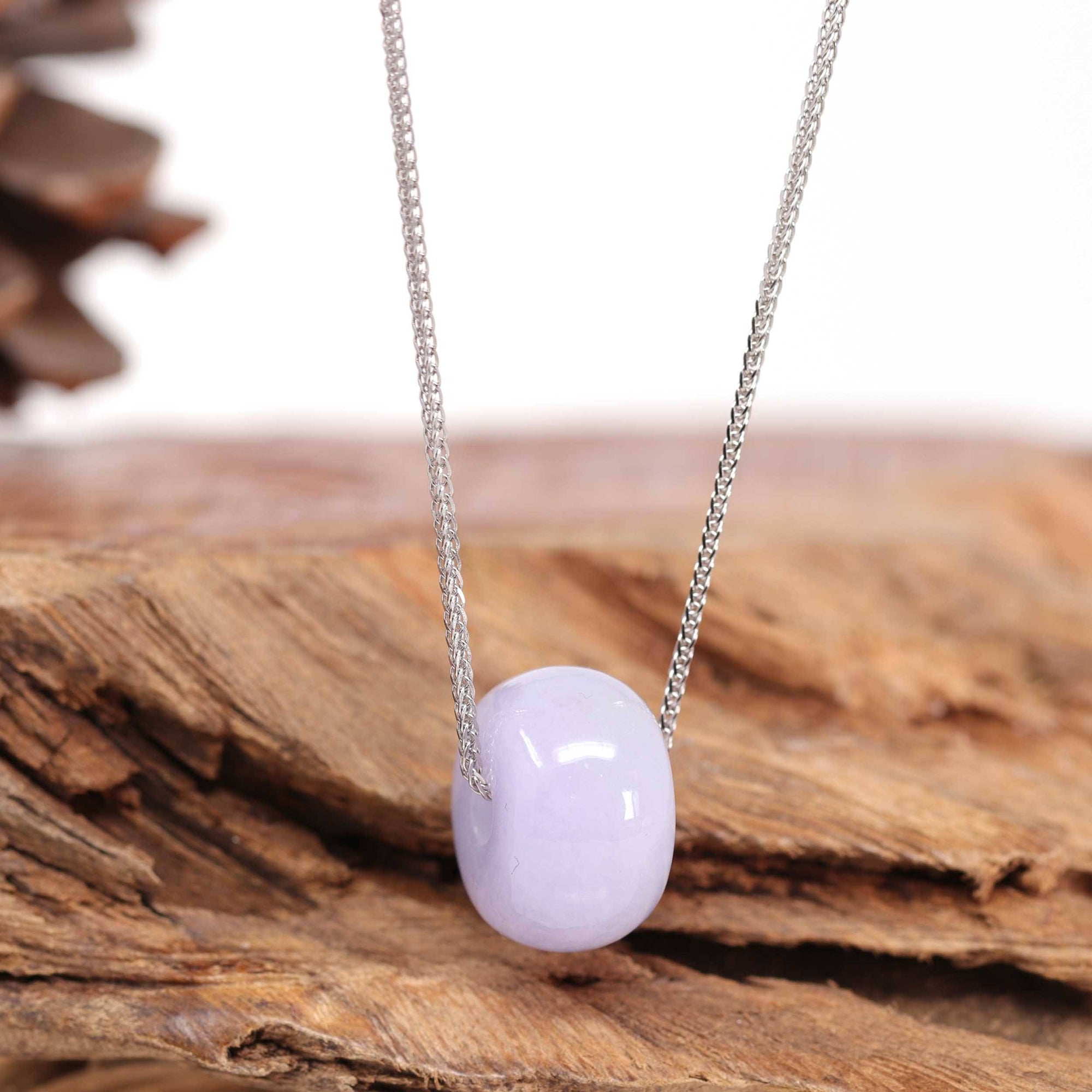 Baikalla Jewelry Jade Pendant Necklace Baikalla™ &quot;Good Luck Button&quot; Necklace Real Lavender Jade Lucky KouKou Pendant Necklace