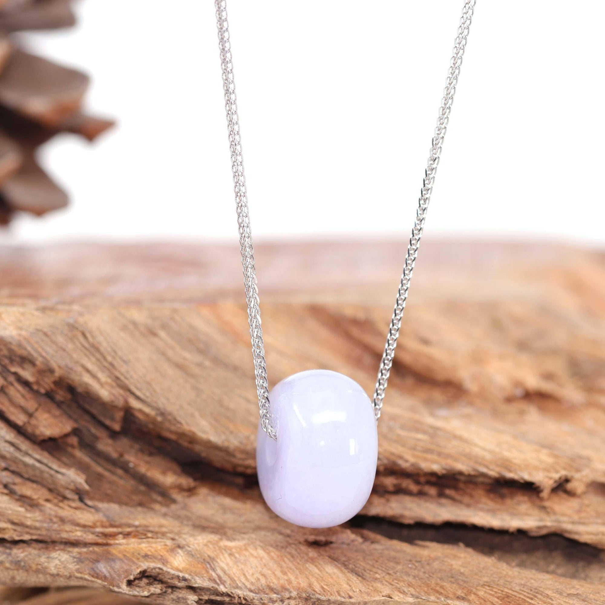 Baikalla Jewelry Jade Pendant Necklace Baikalla™ &quot;Good Luck Button&quot; Necklace Real Lavender Jade Lucky KouKou Pendant Necklace