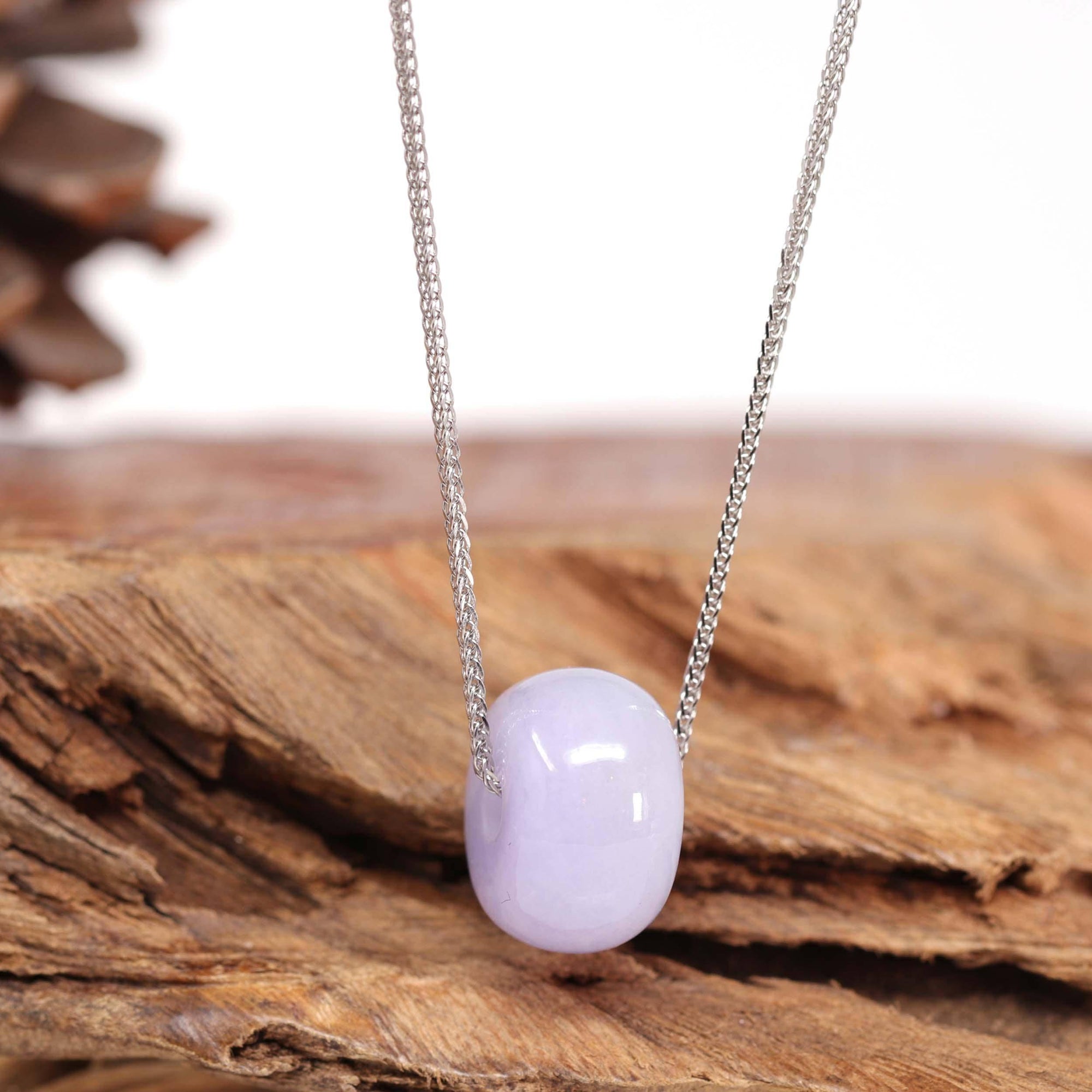 Baikalla Jewelry Jade Pendant Necklace Baikalla™ "Good Luck Button" Necklace Real Lavender Jade Lucky KouKou Pendant Necklace