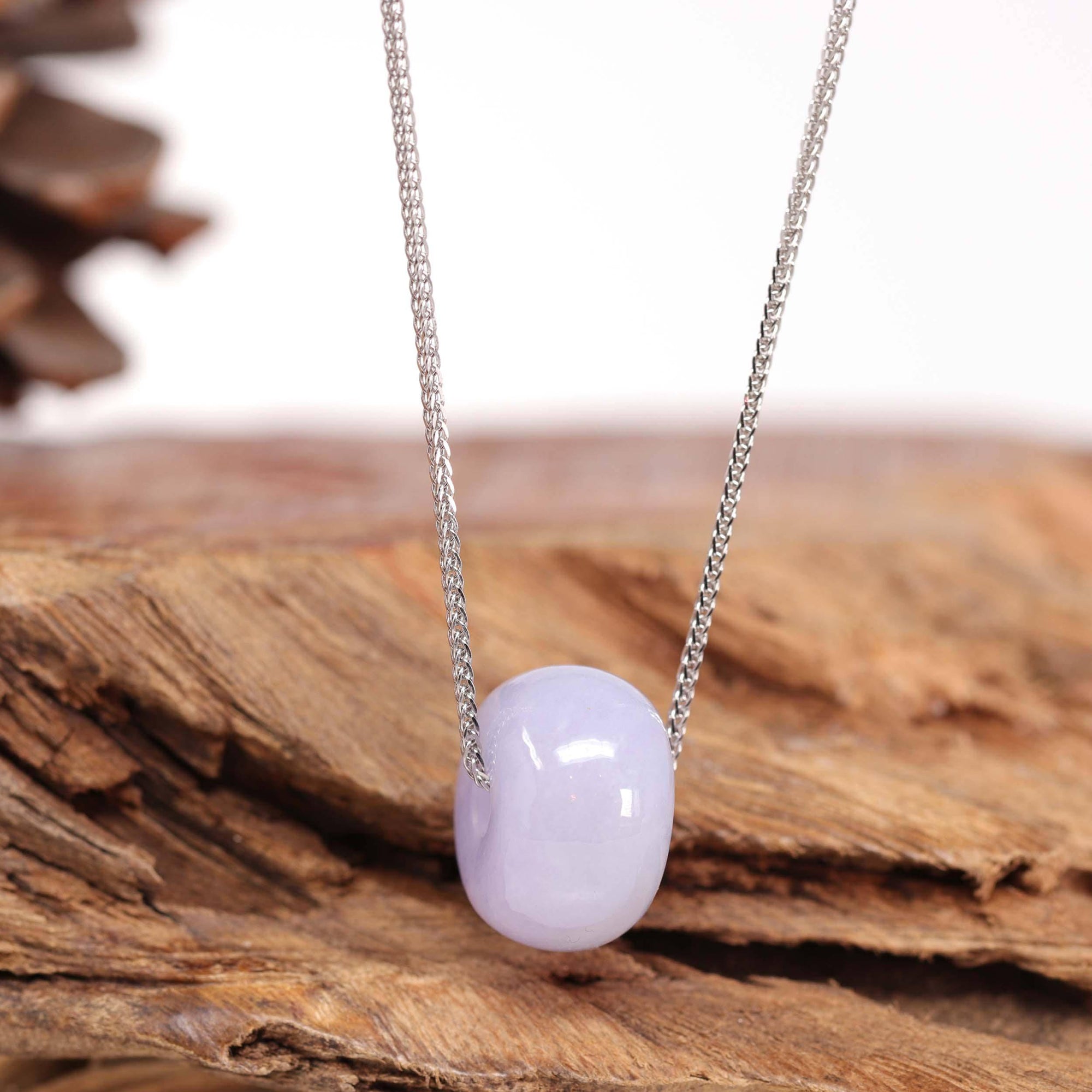 Baikalla Jewelry Jade Pendant Necklace Baikalla™ &quot;Good Luck Button&quot; Necklace Real Lavender Jade Lucky KouKou Pendant Necklace