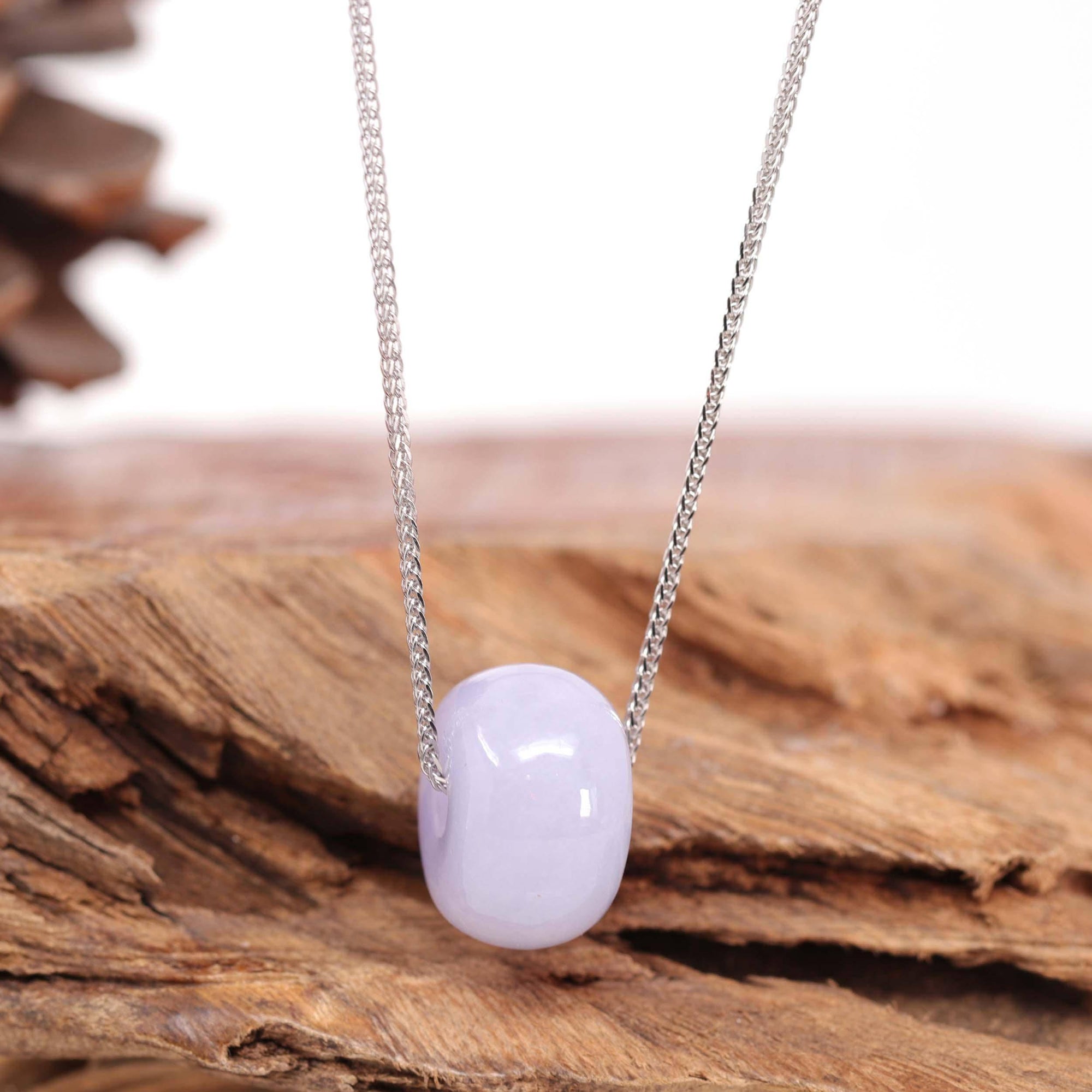 Baikalla Jewelry Jade Pendant Necklace Baikalla™ &quot;Good Luck Button&quot; Necklace Real Lavender Jade Lucky KouKou Pendant Necklace