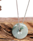 Baikalla Jewelry Jade Pendant Necklace Baikalla™ "Good Luck Button" Necklace Ice Blue Green Jadeite Jade Lucky KouKou Pendant Necklace