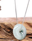 Baikalla Jewelry Jade Pendant Necklace Baikalla™ "Good Luck Button" Necklace Ice Blue Green Jadeite Jade Lucky KouKou Pendant Necklace