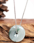 Baikalla Jewelry Jade Pendant Necklace Baikalla™ "Good Luck Button" Necklace Ice Blue Green Jadeite Jade Lucky KouKou Pendant Necklace