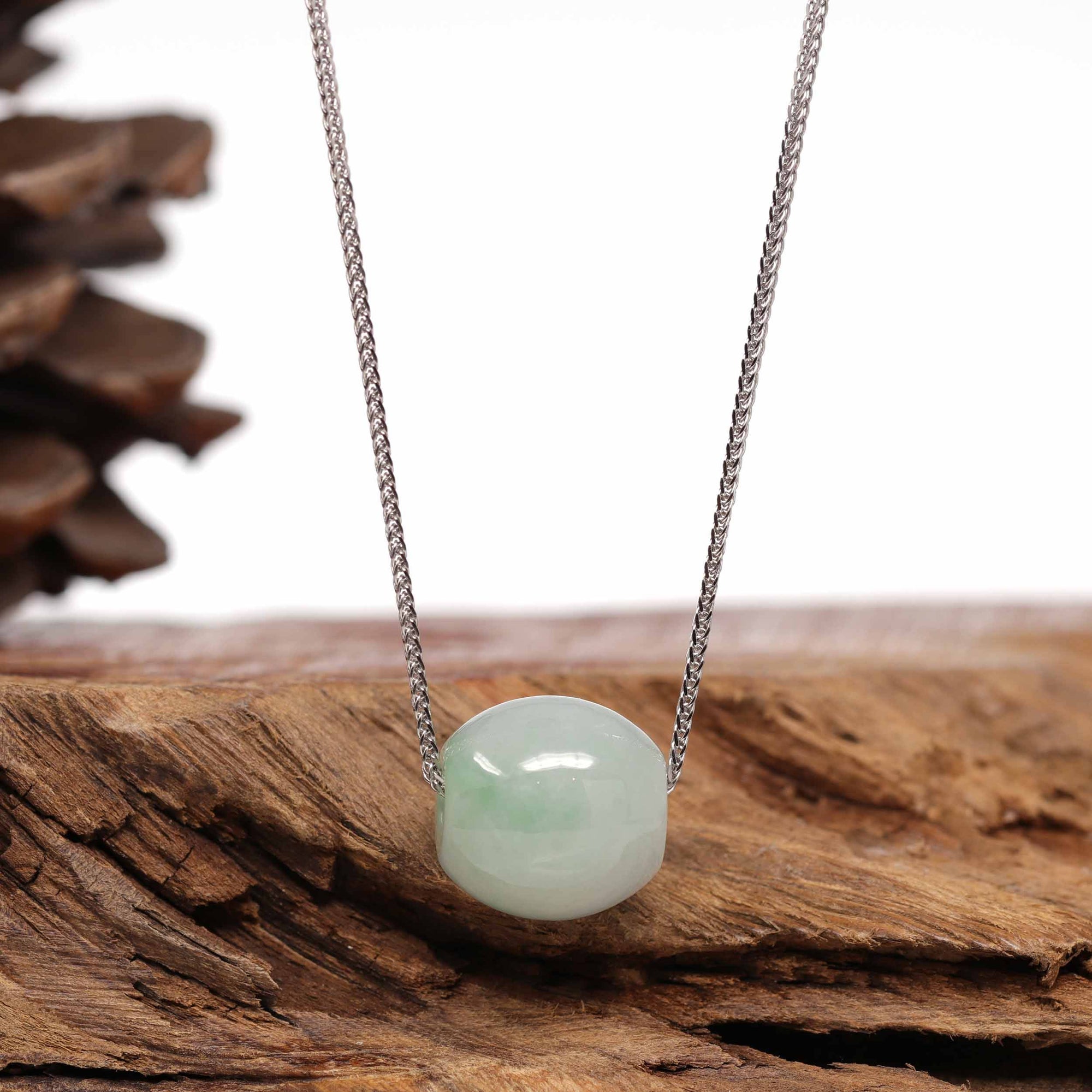 Baikalla Jewelry Jade Pendant Necklace Baikalla™ "Good Luck Button" Necklace Real Ice Blue Green Jade Lucky TongTong Pendant Necklace