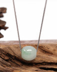 Baikalla Jewelry Jade Pendant Necklace Baikalla™ "Good Luck Button" Necklace Real Ice Blue Green Jade Lucky TongTong Pendant Necklace