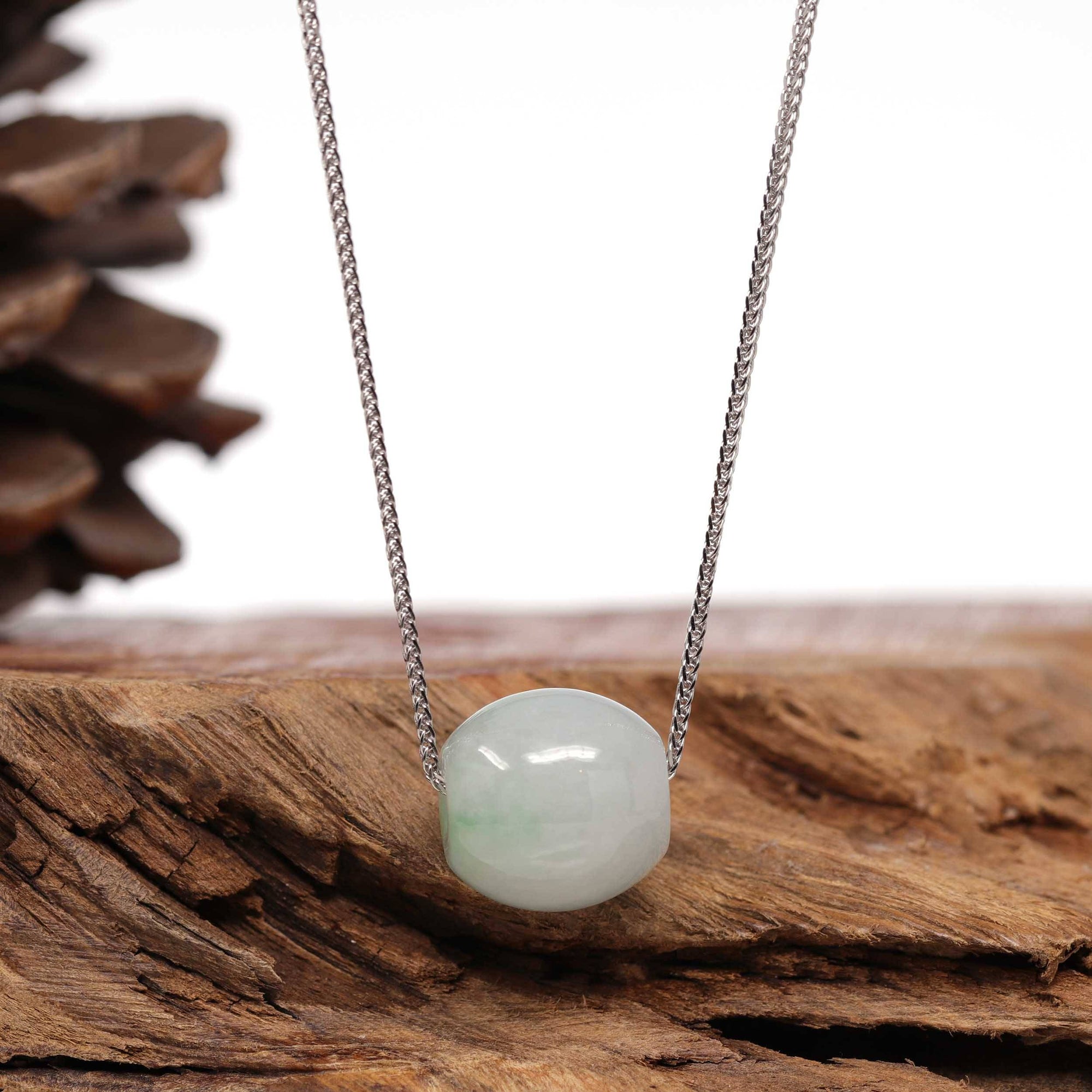 Baikalla Jewelry Jade Pendant Necklace Baikalla™ "Good Luck Button" Necklace Real Ice Blue Green Jade Lucky TongTong Pendant Necklace