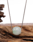 Baikalla Jewelry Jade Pendant Necklace Baikalla™ "Good Luck Button" Necklace Real Ice Blue Green Jade Lucky TongTong Pendant Necklace